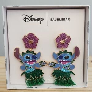 Disney BaubleBar Stitch Hula Floral Post Earrings NWOT